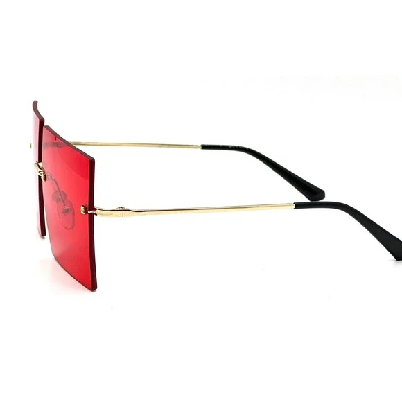 Sunglasses Red Lens Large Oversized XL Square Lady Women Retro Vintage Lentes - Picture 9 of 10